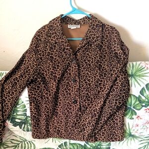 90's Briggs New York Brown Leopard Print Blazer